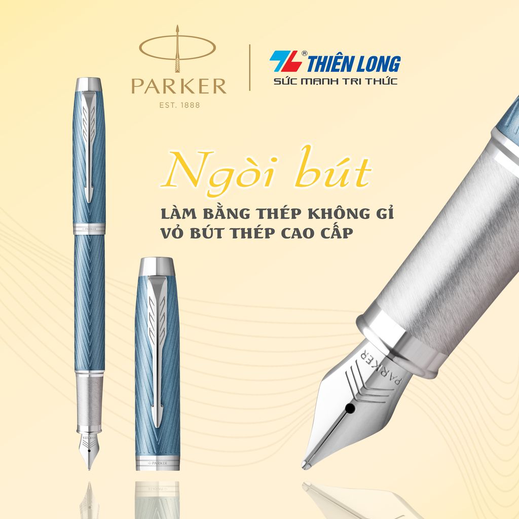 Bút máy cao cấp Parker IM PRM Blue Grey CT TB-2143469 - Thép không gỉ
