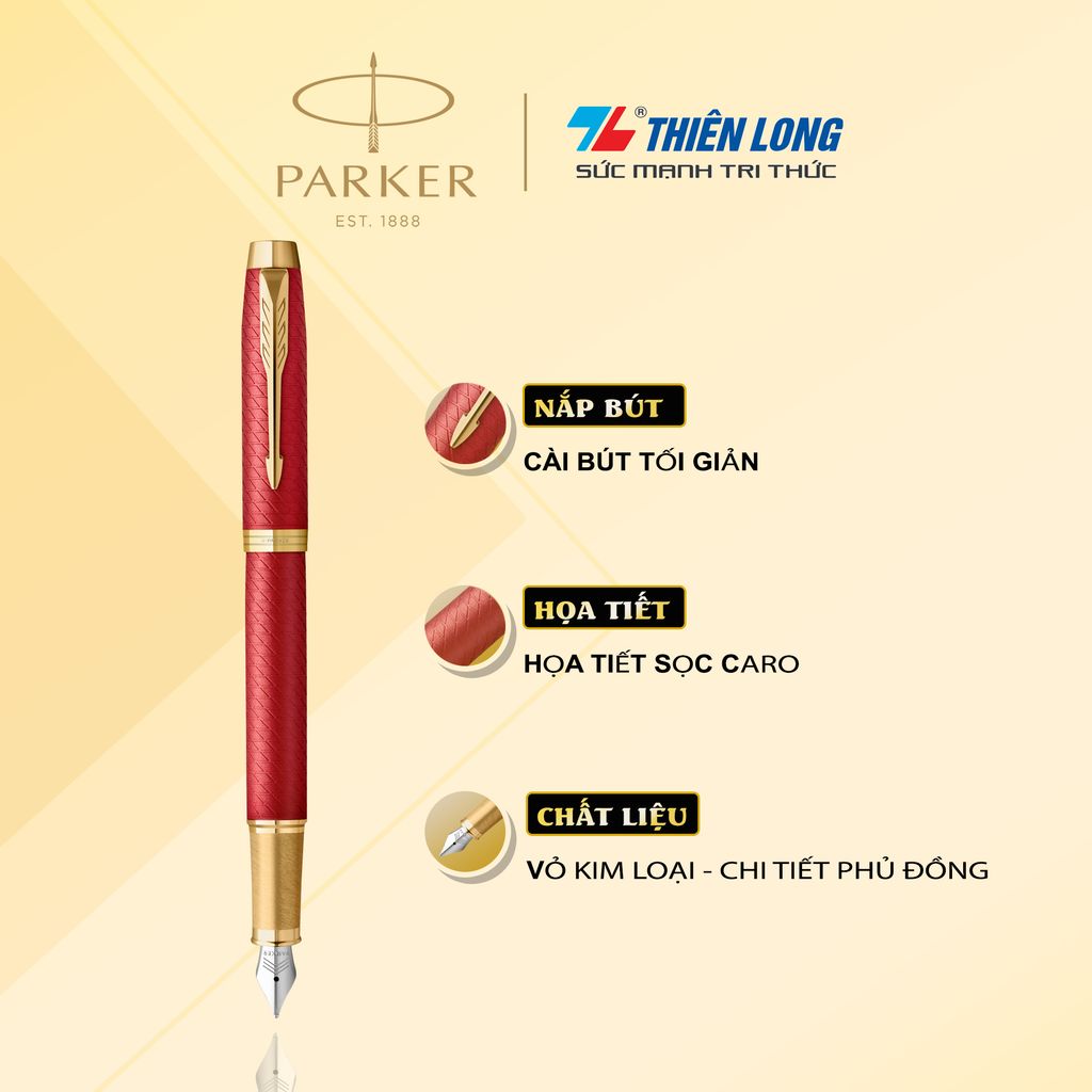 Bút máy cao cấp Parker IM PRM Red GT TB-2143468 - Thép không gỉ