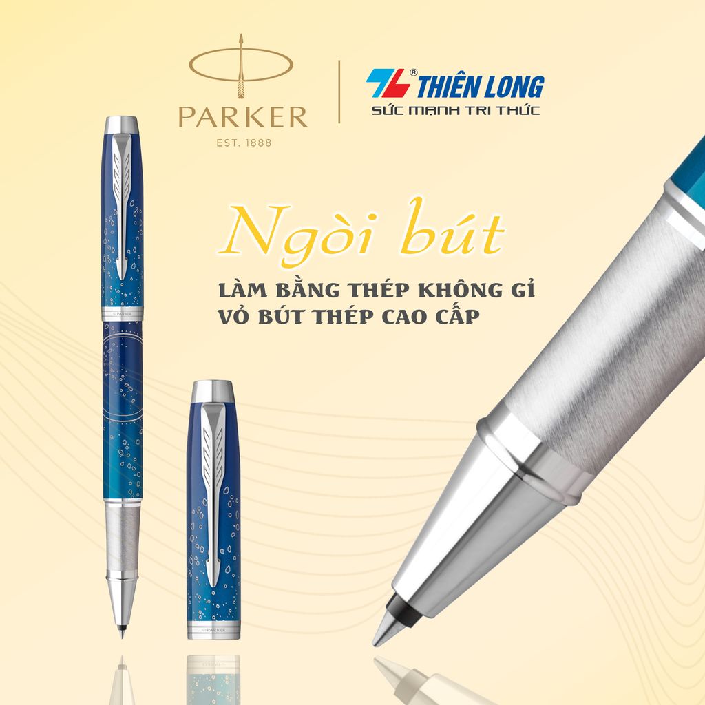 Bút lông bi Parker IM Special Edition Submerge Blue - Thép không gỉ - Ngòi 0.7mm - 2152993Z