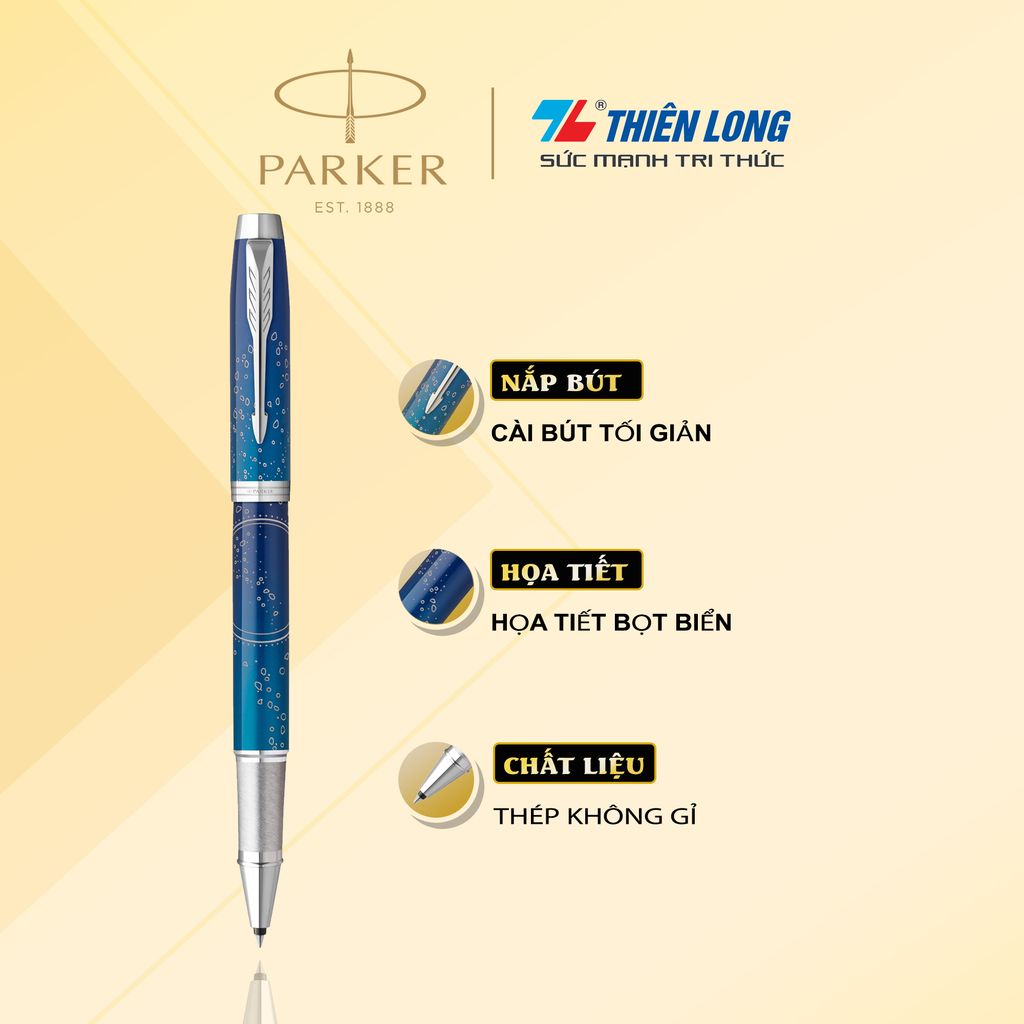 Bút lông bi Parker IM Special Edition Submerge Blue - Thép không gỉ - Ngòi 0.7mm - 2152993Z