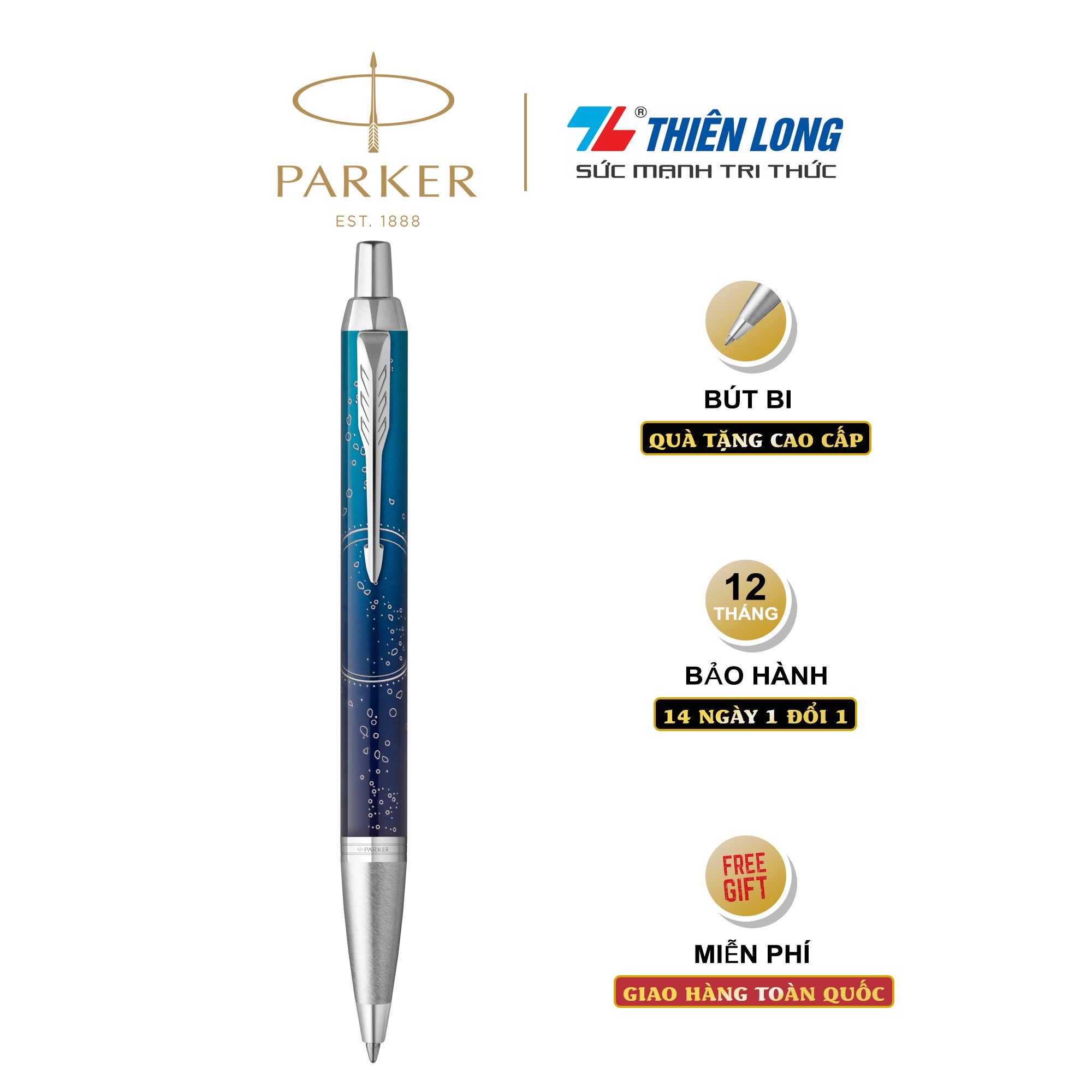 Bút bi Parker IM Special Edition Submerge Blue - Thép không gỉ - Ngòi 0.7mm - 2152991