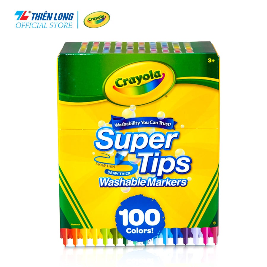 Bộ 100 bút lông nét mảnh-đậm có thể rửa được Crayola Supertips Washabl –  Thiên Long Shop