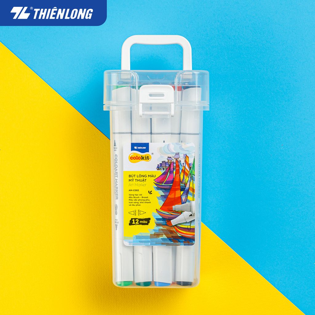 Bút dạ màu - bút marker 12 màu Thiên Long Colokit ART MARKER AM-C002 - Tặng sổ Sketch