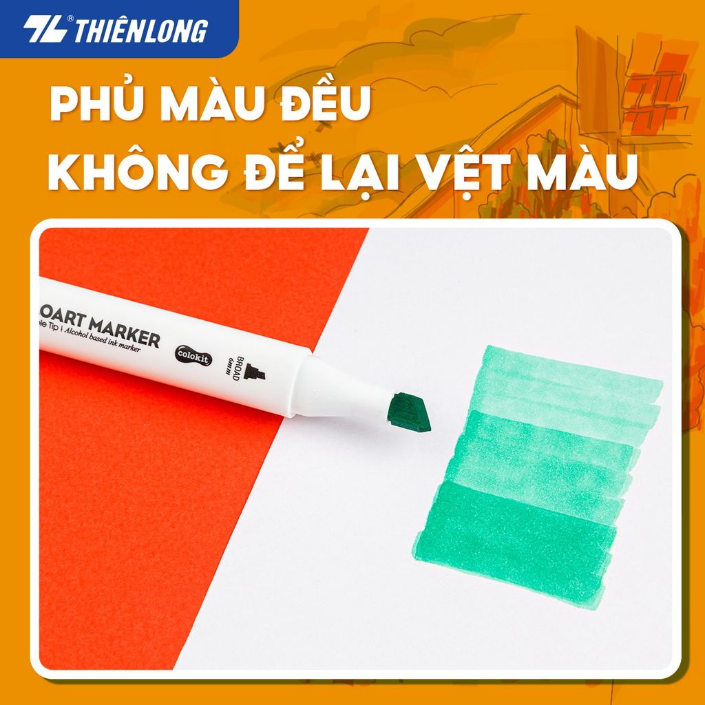 Bút dạ màu - bút marker 12 màu Thiên Long Colokit ART MARKER AM-C002 - Tặng sổ Sketch