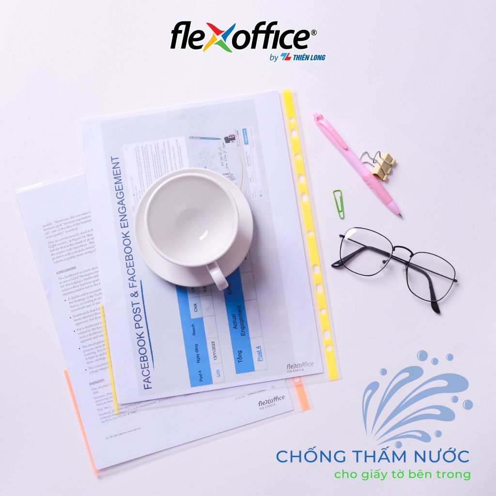 Bìa lỗ - bìa lá đa năng A4 Thiên Long Flexoffice nhiều màu sử dụng với bìa còng