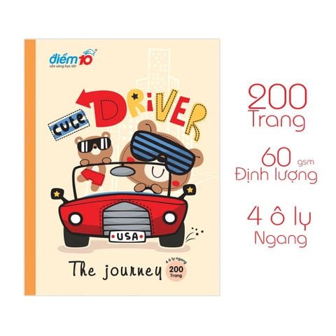 Tập học sinh 200 trang 4 ô ly ngang 60 gsm Điểm 10 TP-NB066 (hình ngẫu nhiên)