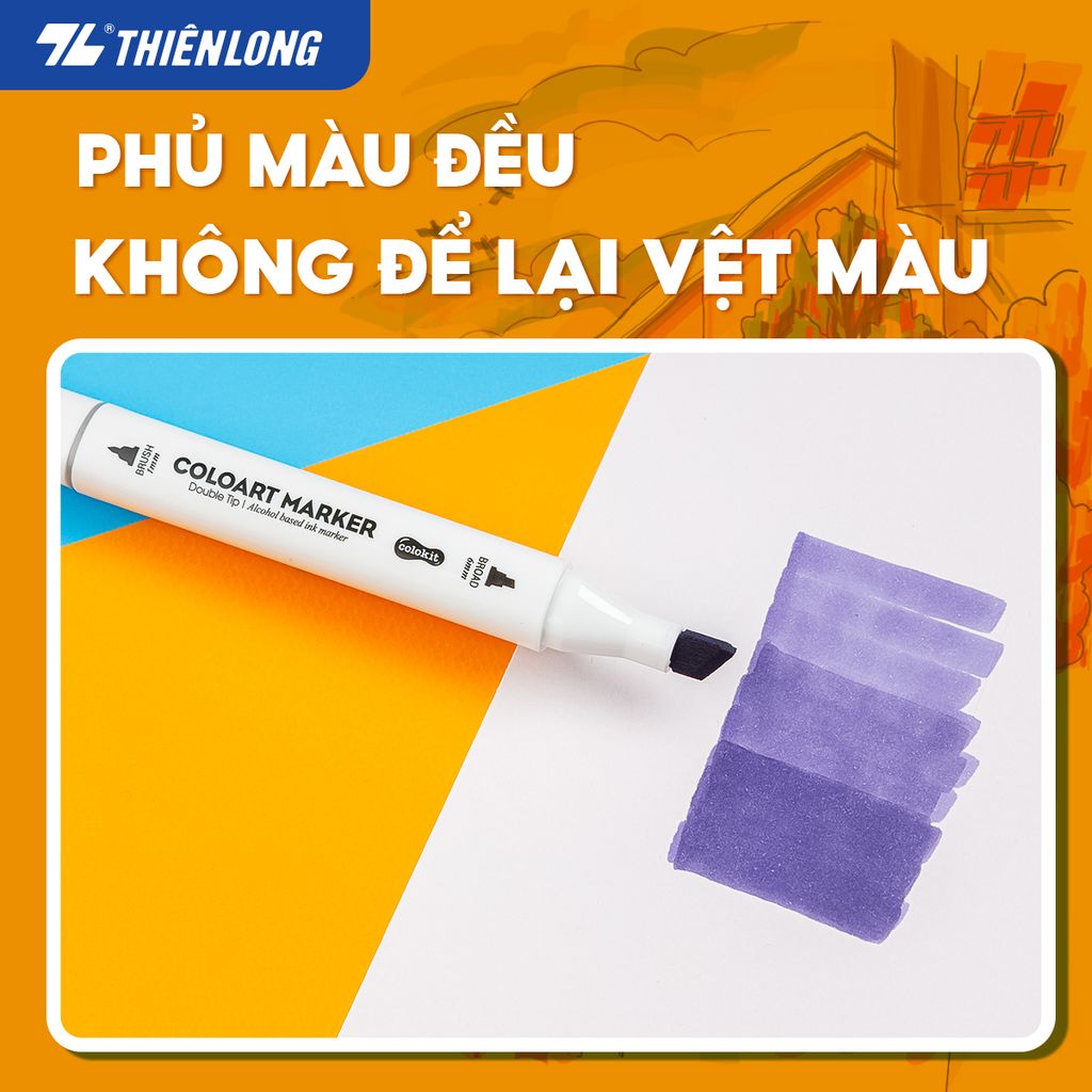 Bút dạ màu - bút marker 12 màu Thiên Long Colokit ART MARKER AM-C002 - Tặng sổ Sketch