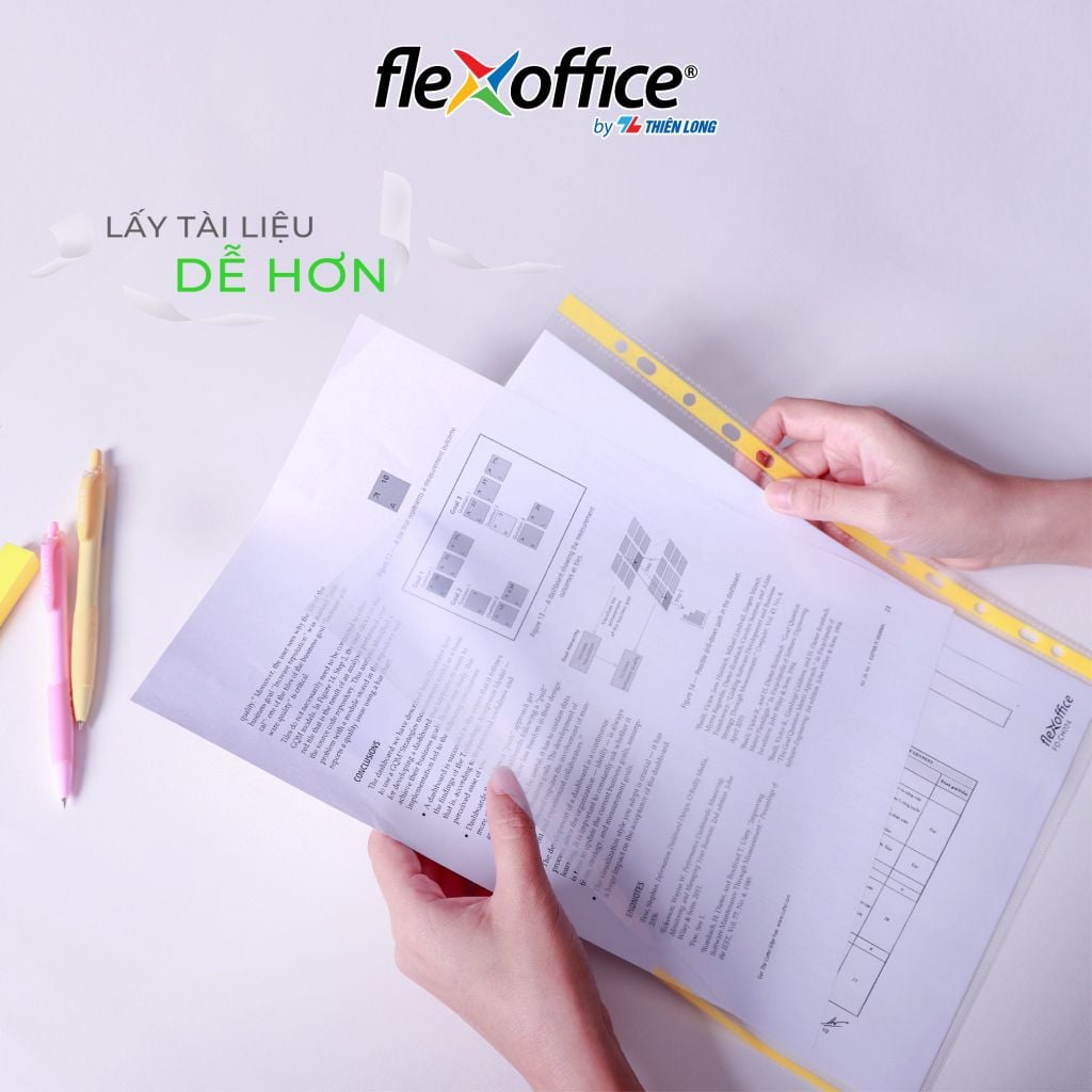 Bìa lỗ - bìa lá đa năng A4 Thiên Long Flexoffice nhiều màu sử dụng với bìa còng