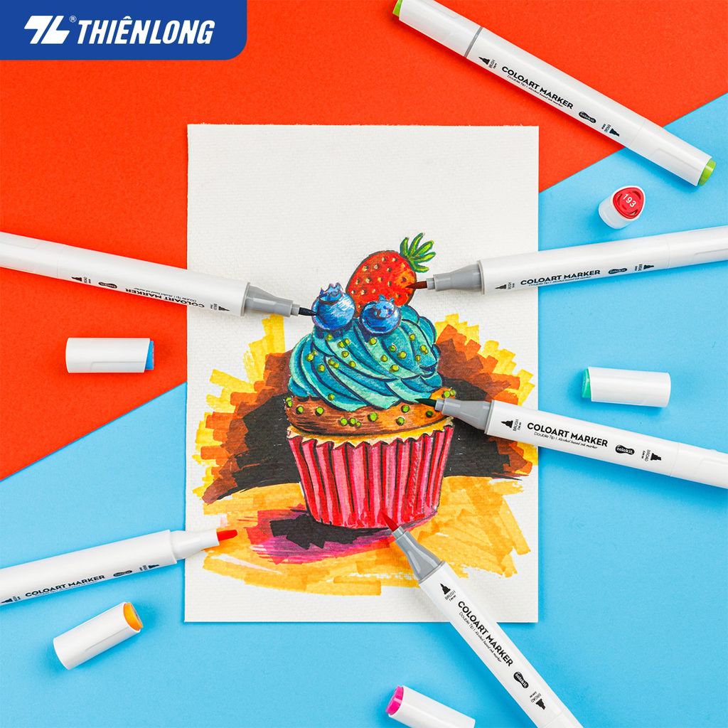 Bút dạ màu - bút marker 12 màu Thiên Long Colokit ART MARKER AM-C002 - Tặng sổ Sketch