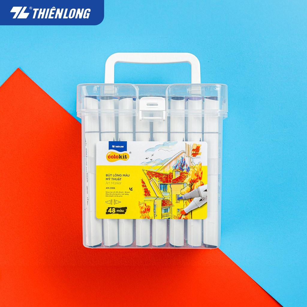 Bút dạ màu - bút marker 12 màu Thiên Long Colokit ART MARKER AM-C002 - Tặng sổ Sketch