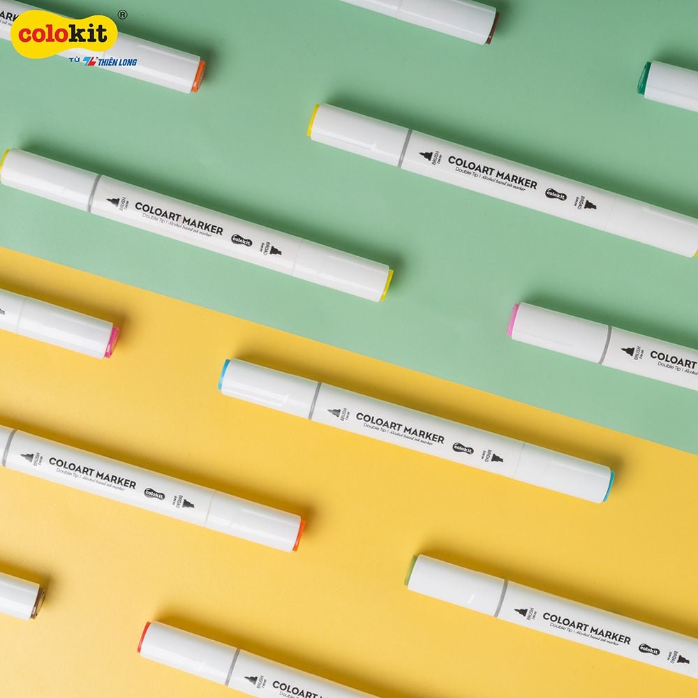 Bút dạ màu - bút marker 12 màu Thiên Long Colokit ART MARKER AM-C002 - Tặng sổ Sketch