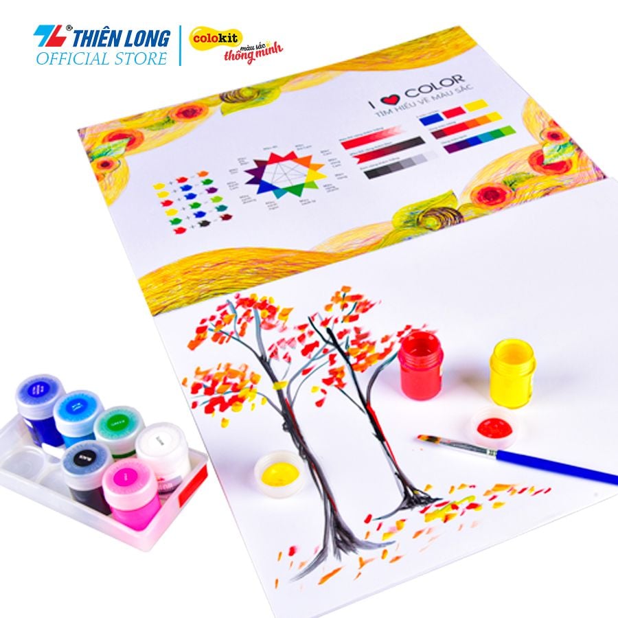 Combo Mỹ thuật SẮC MÀU - 5 Món (Vở vẽ A3, Bút chì gỗ 2B, Bút sáp màu, Bút sáp dầu, Sách tương tác)