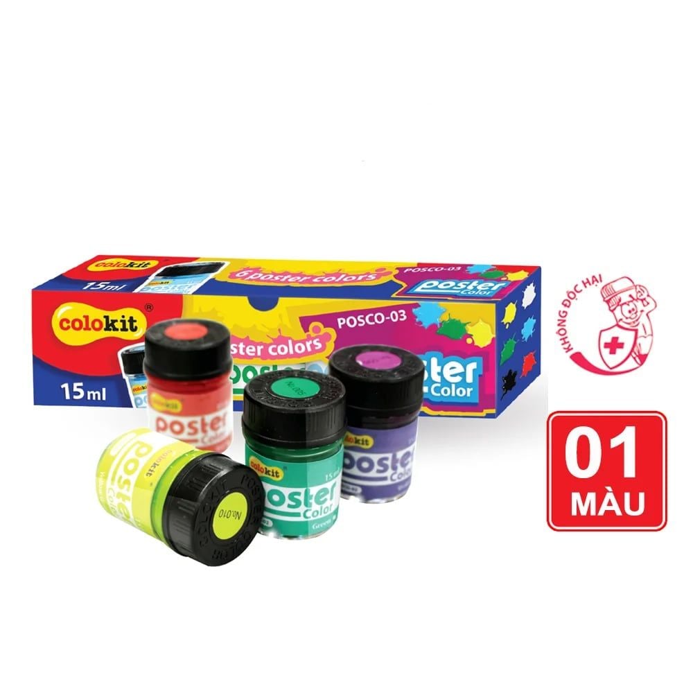 Hộp 6 lọ màu nước Poster Color Thiên Long Colokit POSCO-03 - Tiêu chuẩn châu Âu