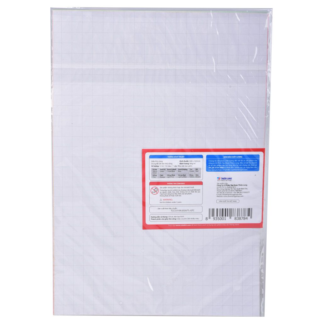 Giấy thủ công Colokit GTC-C002 12 màu khổ vừa