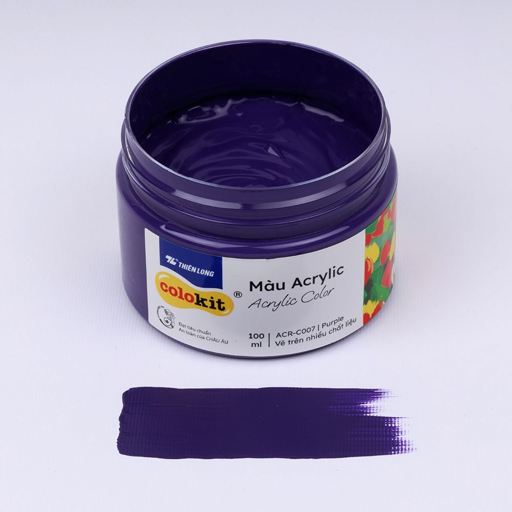 Màu nước acrylic cao cấp không phai màu dạng hũ 100ml Thiên Long Colokit ACR-C007
