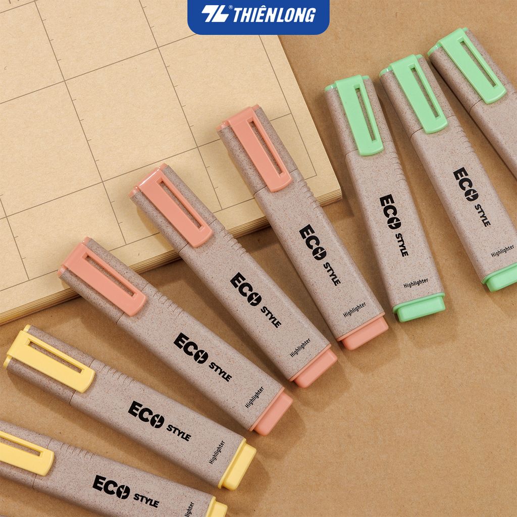 Bút dạ quang màu pastel - Eco Style Highlighter Thiên Long HL-015/ECO - Photocopy không làm mất nét chữ bên dưới