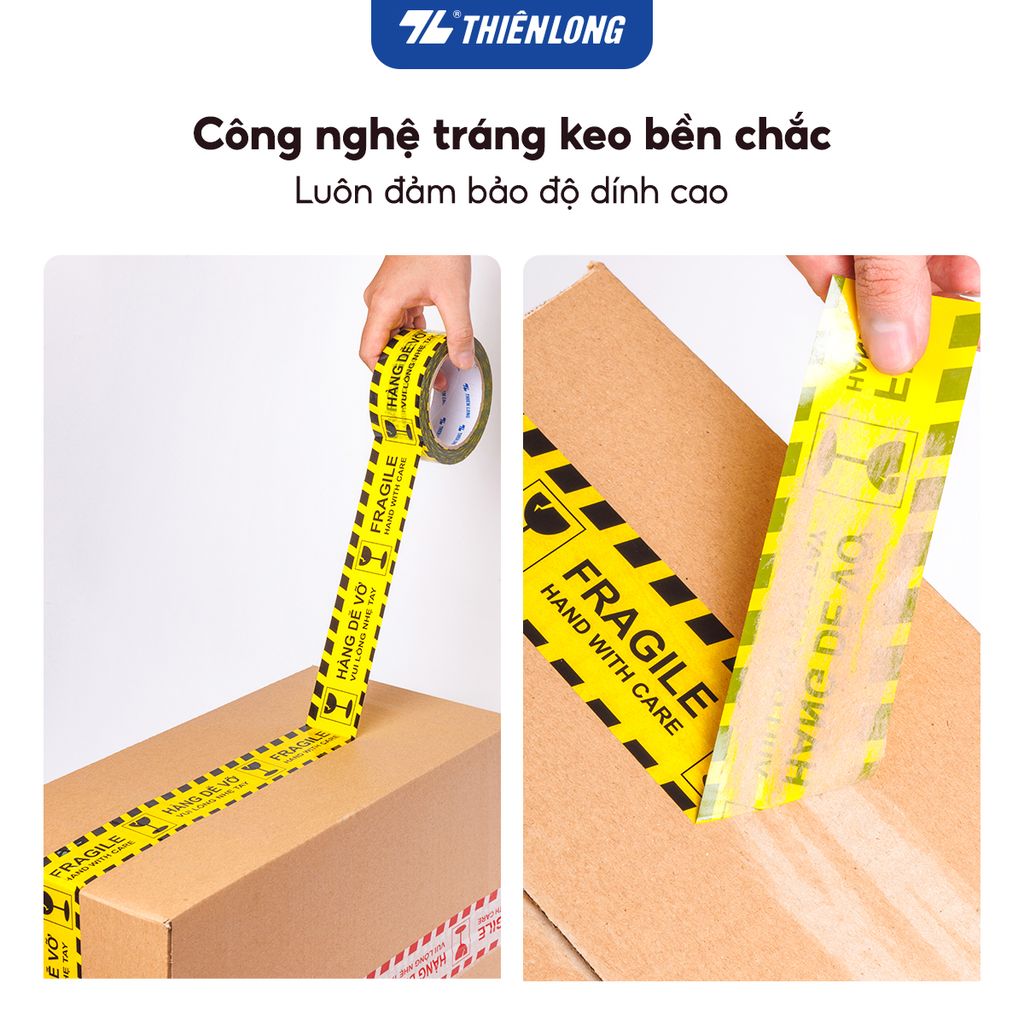 Băng keo hàng dễ vỡ Fragile Handle With Care Thiên Long BKD-001 - 50m