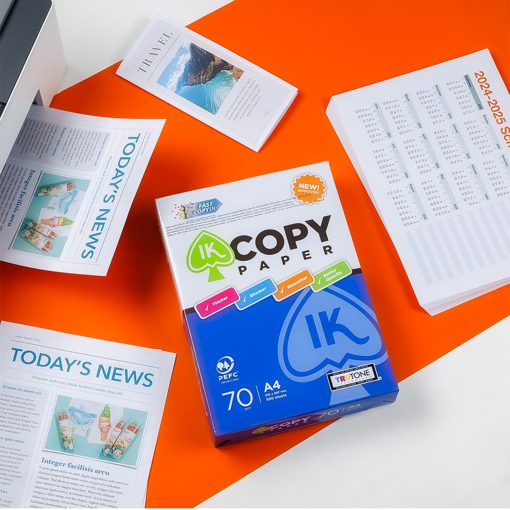 Combo 10 Ream giấy A4 70 gsm IK Copy (500 tờ) - Hàng nhập khẩu Indonesia