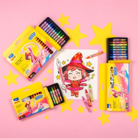 Sáp 12/18/24 màu rửa được - Washable Crayons Thiên Long Colokit - Nhân vật Futy Akooland thế giới học cụ thần kỳ