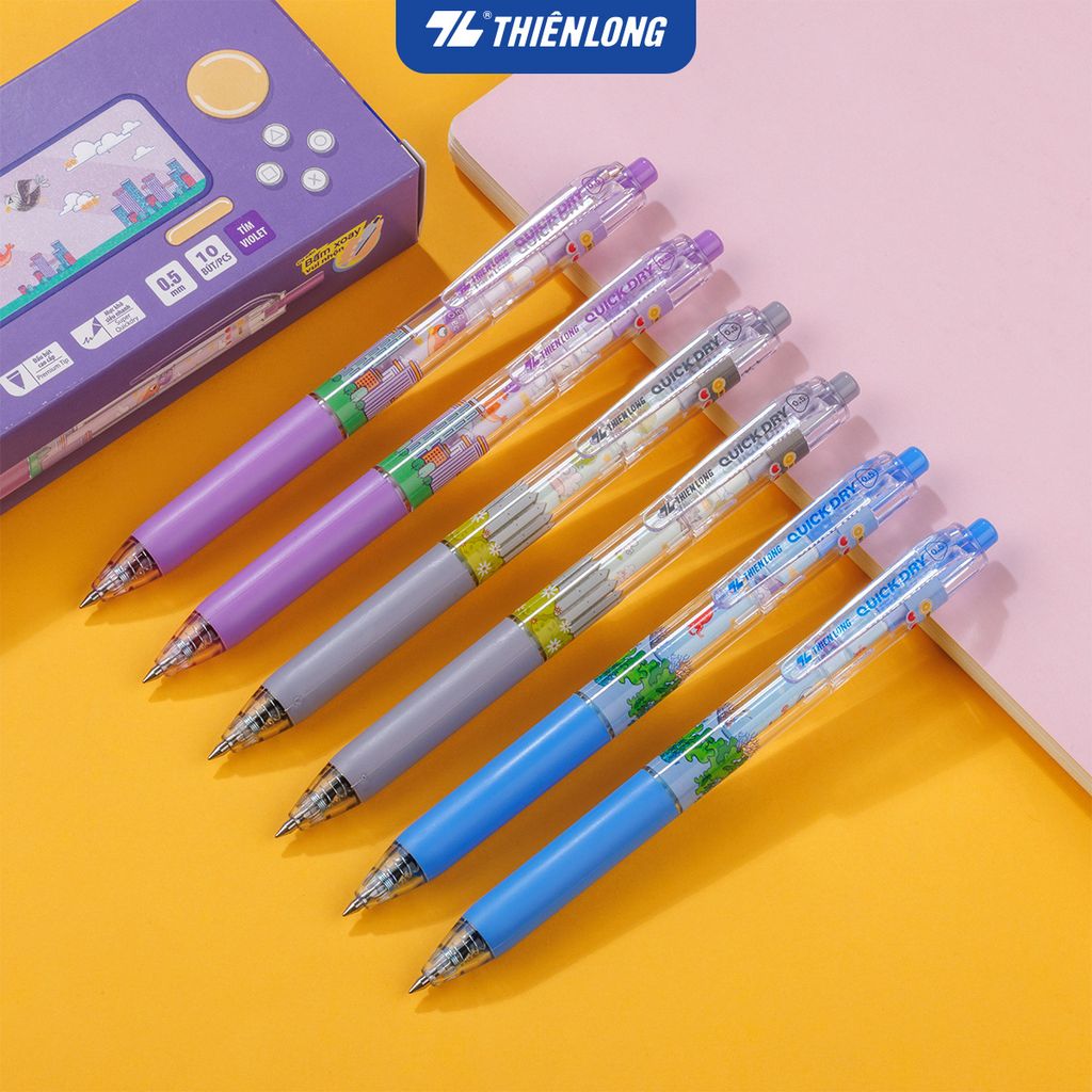 Combo 5/10/20 Bút gel Quick Dry Thiên Long GEL-057 - Mực khô siêu nhanh