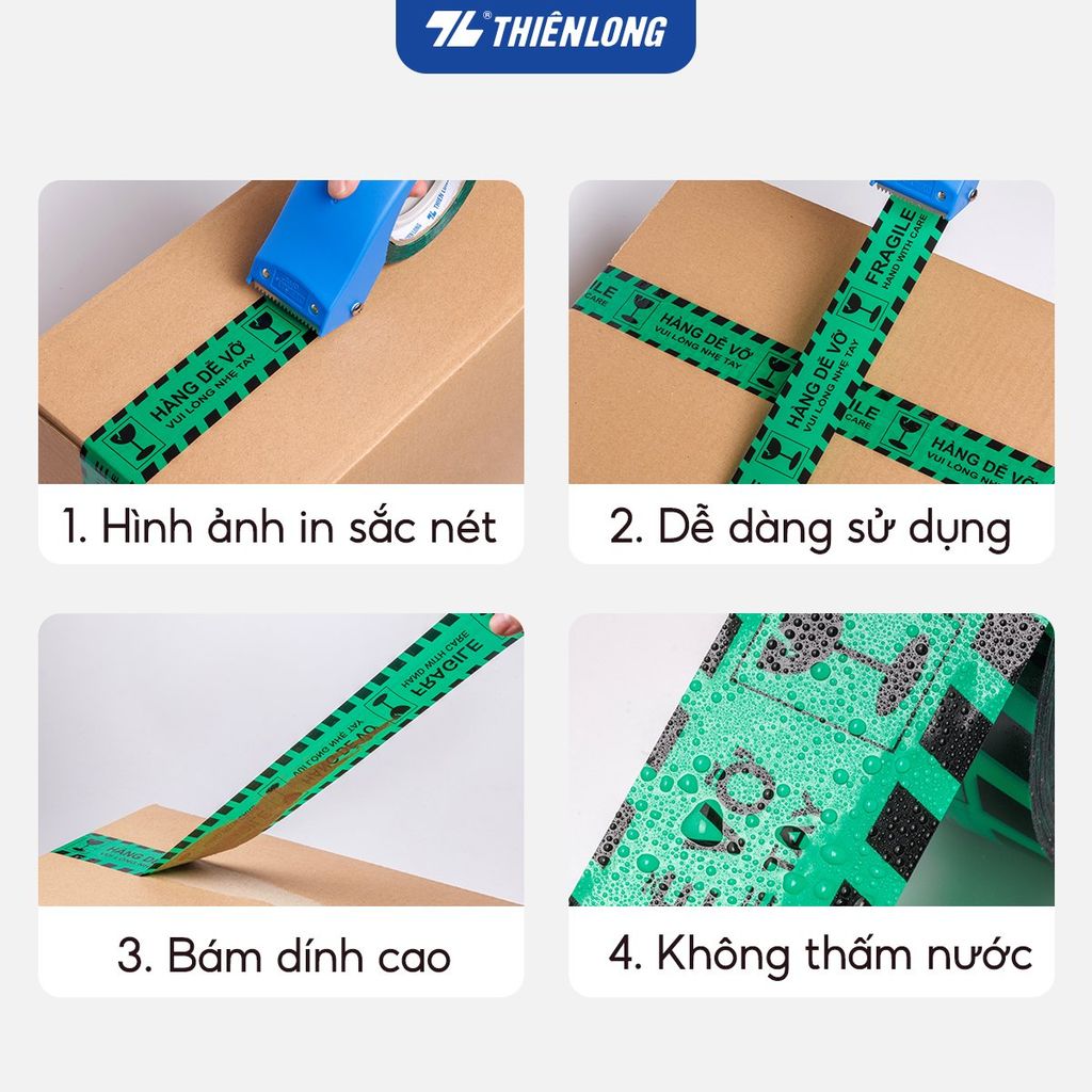 Băng keo hàng dễ vỡ Fragile Handle With Care Thiên Long BKD-001 - 50m