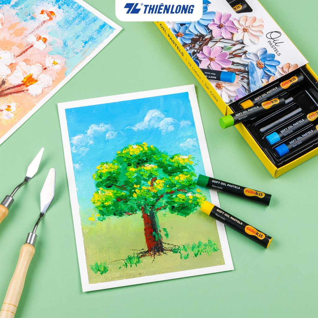 Bút sáp dầu 12/24 màu - Soft Oil Pastels Thiên Long Colokit - Màu sắc tươi sáng Sáp mềm đắp nổi