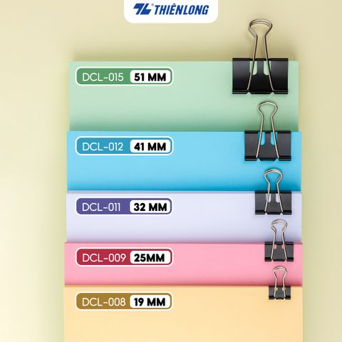 Hộp 12 kẹp bướm công thái học Thiên Long - Ergonomic Binder Clips - Lực bấm nhẹ hơn - Nhiều kích thước lựa chọn