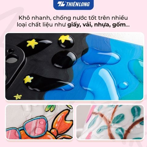 Acrylic Markers 1 đầu ngòi/ Bút sơn/ Bút lông 12/24/36 màu ThiênLong Colokit - Màu sắc tươi sáng, Trang trí đa chất liệu