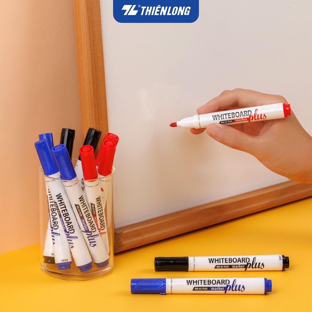 Combo 12 bút lông bảng - White Board Marker Thiên Long WB-03 Plus - Màu mực mới đậm nét hơn