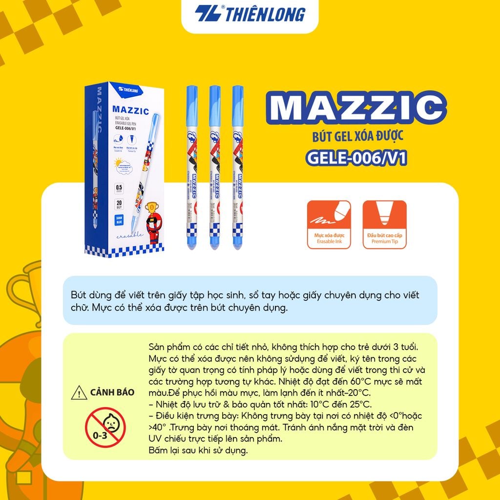 Combo 5/10/20 Bút gel xóa được Mazzic Thiên Long GELE-006/V1