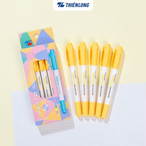 Combo 5 Bút dạ quang màu Pastel Thiên Long Pazto HL-016 - Bút dạ quang rửa được - Photocopy không làm mất nét chữ bên dưới
