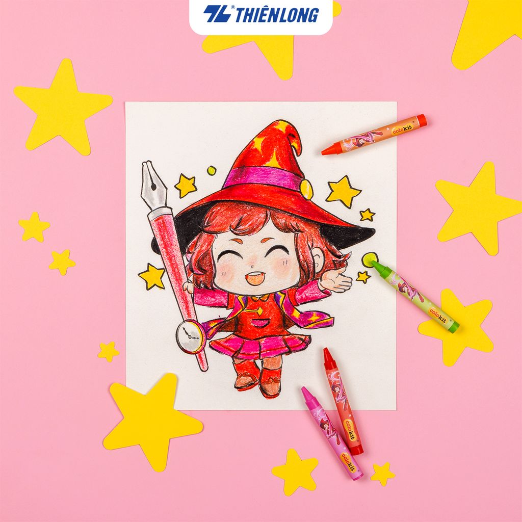 Sáp 12/18/24 màu rửa được - Washable Crayons Thiên Long Colokit - Nhân vật Futy Akooland thế giới học cụ thần kỳ