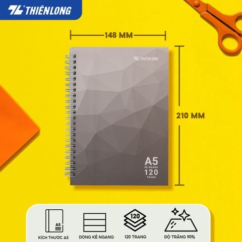 Sổ lò xo đường kẻ ngang A5 Thiên Long MB-011 - Màu ngẫu nhiên