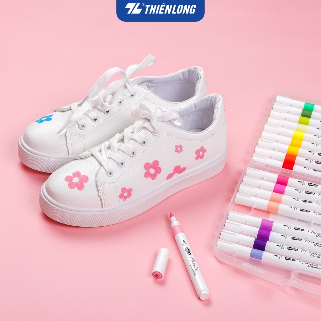 Acrylic Markers 1 đầu ngòi/ Bút sơn/ Bút lông 12/24/36 màu ThiênLong Colokit - Màu sắc tươi sáng, Trang trí đa chất liệu