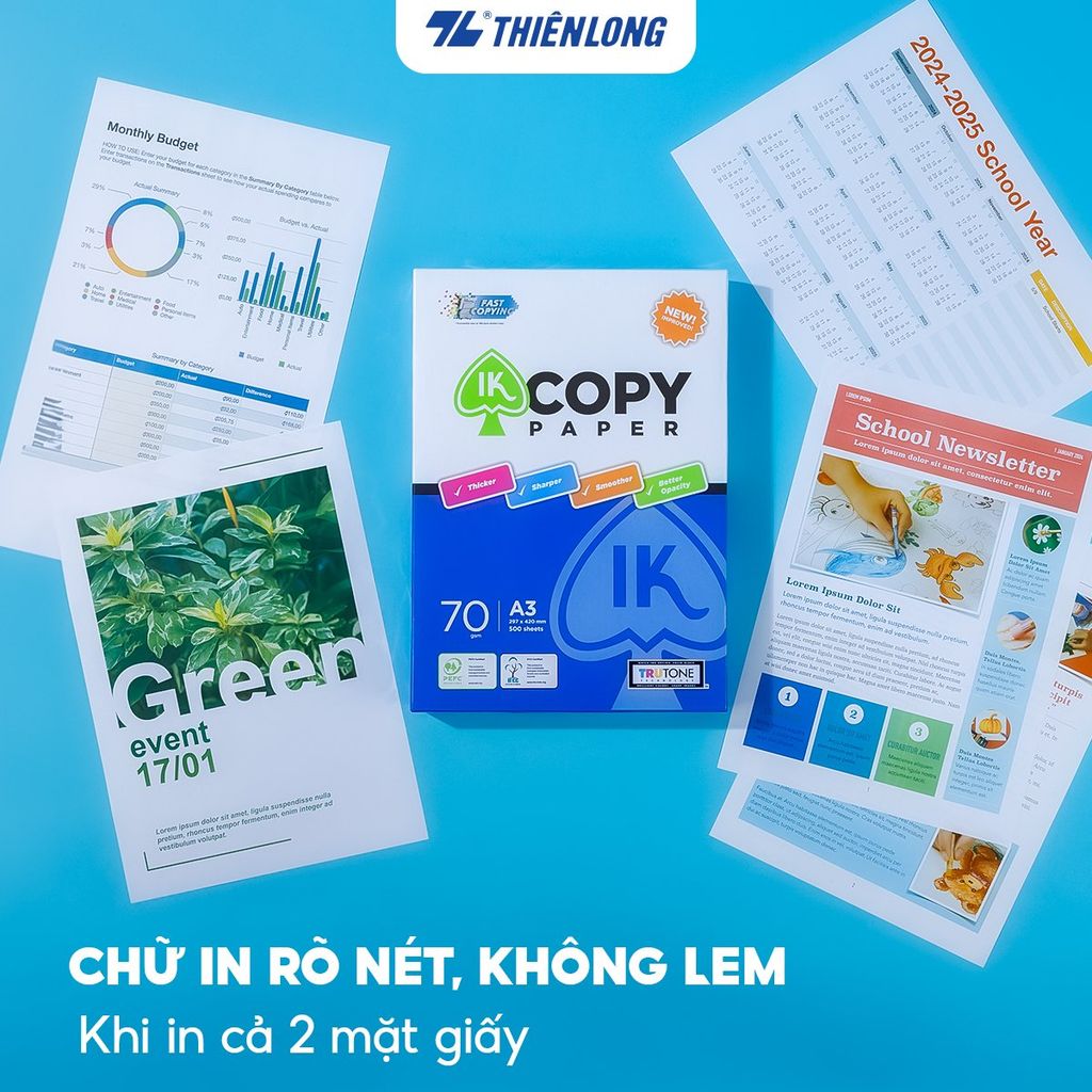 Ream giấy A3 70 gsm IK Copy (500 tờ)