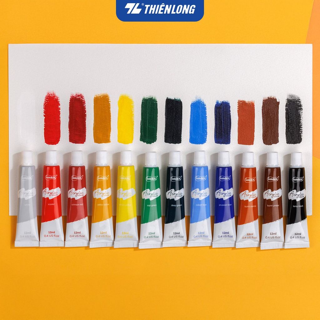 Màu nước Acrylic dạng tuýp 12ml Thiên Long Colokit ACR-C008