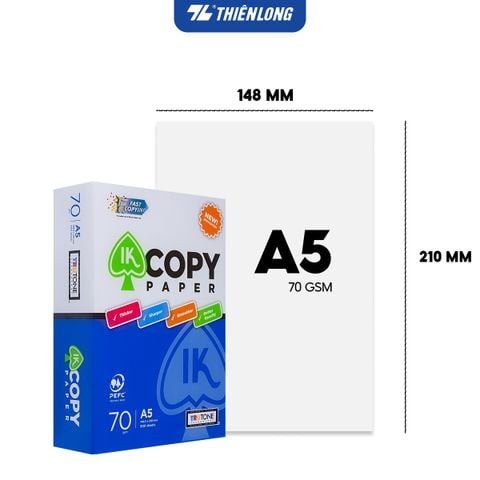 Combo 5 Ream giấy A5 70 gsm IK Copy (500 tờ) - Hàng nhập khẩu Indonesia