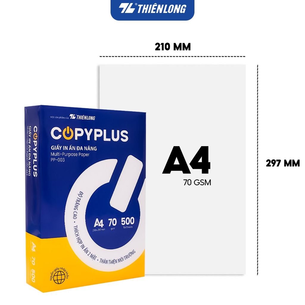 Combo 10 Ream giấy A4 70 gsm Thiên Long Copy Plus PP-003 (500 tờ)