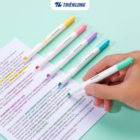 Bút dạ quang màu Pastel Thiên Long Pazto HL-016 - Bút dạ quang rửa được - Photocopy không làm mất nét chữ bên dưới