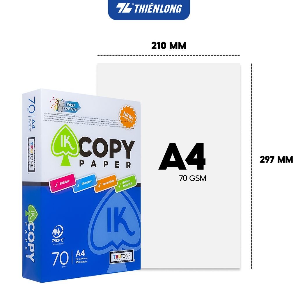 Ream giấy A4 70 gsm IK Copy (500 tờ) - Hàng nhập khẩu Indonesia