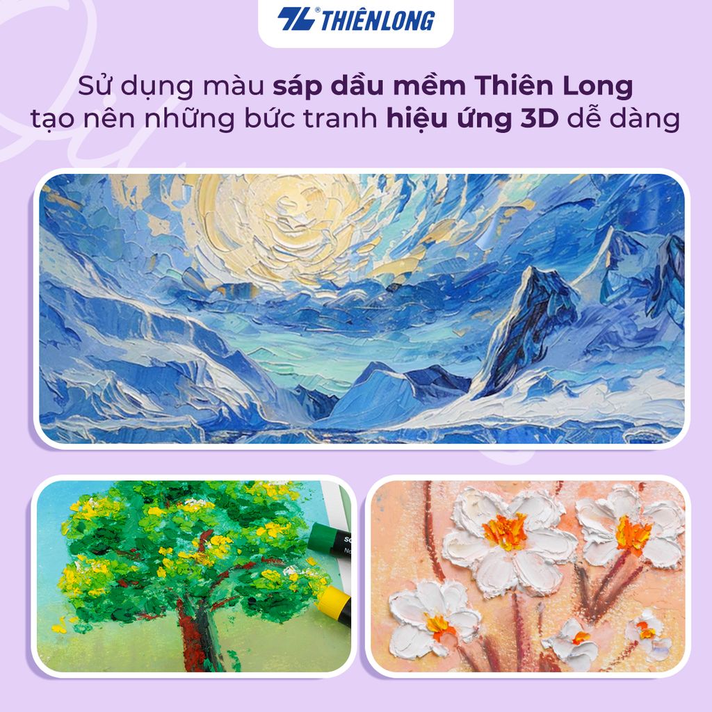 Bút sáp dầu 12/24 màu - Soft Oil Pastels Thiên Long Colokit - Màu sắc tươi sáng Sáp mềm đắp nổi