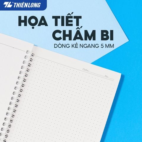 Sổ lò xo đường kẻ chấm bi B5 Thiên Long MB-018- Màu ngẫu nhiên