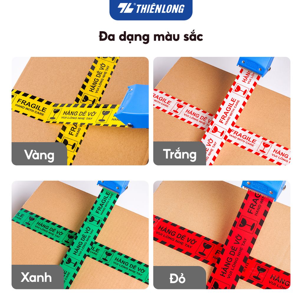 Băng keo hàng dễ vỡ Fragile Handle With Care Thiên Long BKD-001 - 50m