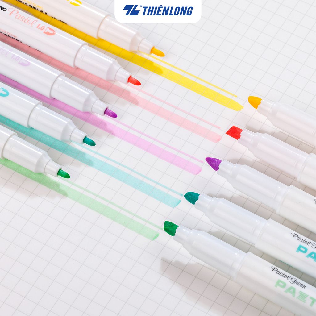 Bút dạ quang màu Pastel Thiên Long Pazto HL-016 - Bút dạ quang rửa được - Photocopy không làm mất nét chữ bên dưới