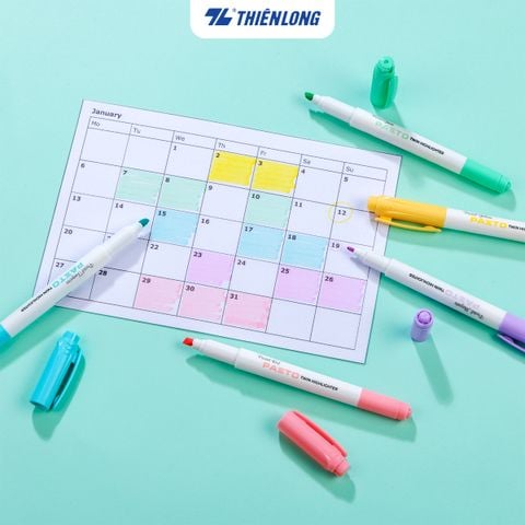 Combo 5 Bút dạ quang màu Pastel Thiên Long Pazto HL-016 - Bút dạ quang rửa được - Photocopy không làm mất nét chữ bên dưới