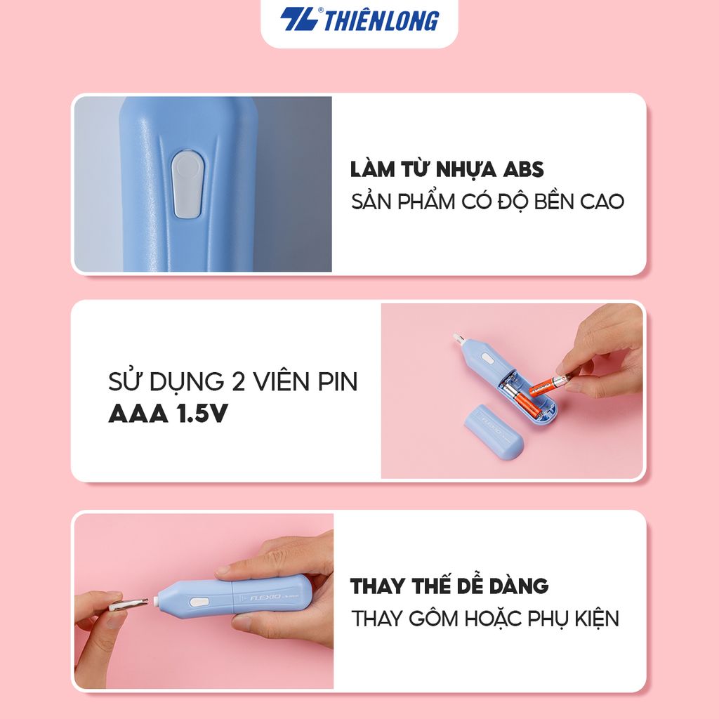 Gôm điện tự động Thiên Long Flexio EE-001 - Không bao gồm pin
