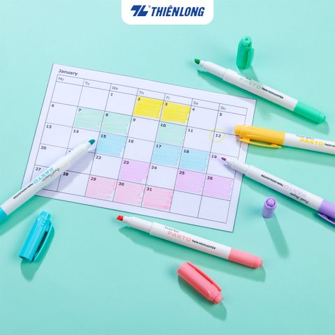 Bút dạ quang màu Pastel Thiên Long Pazto HL-016 - Bút dạ quang rửa được - Photocopy không làm mất nét chữ bên dưới
