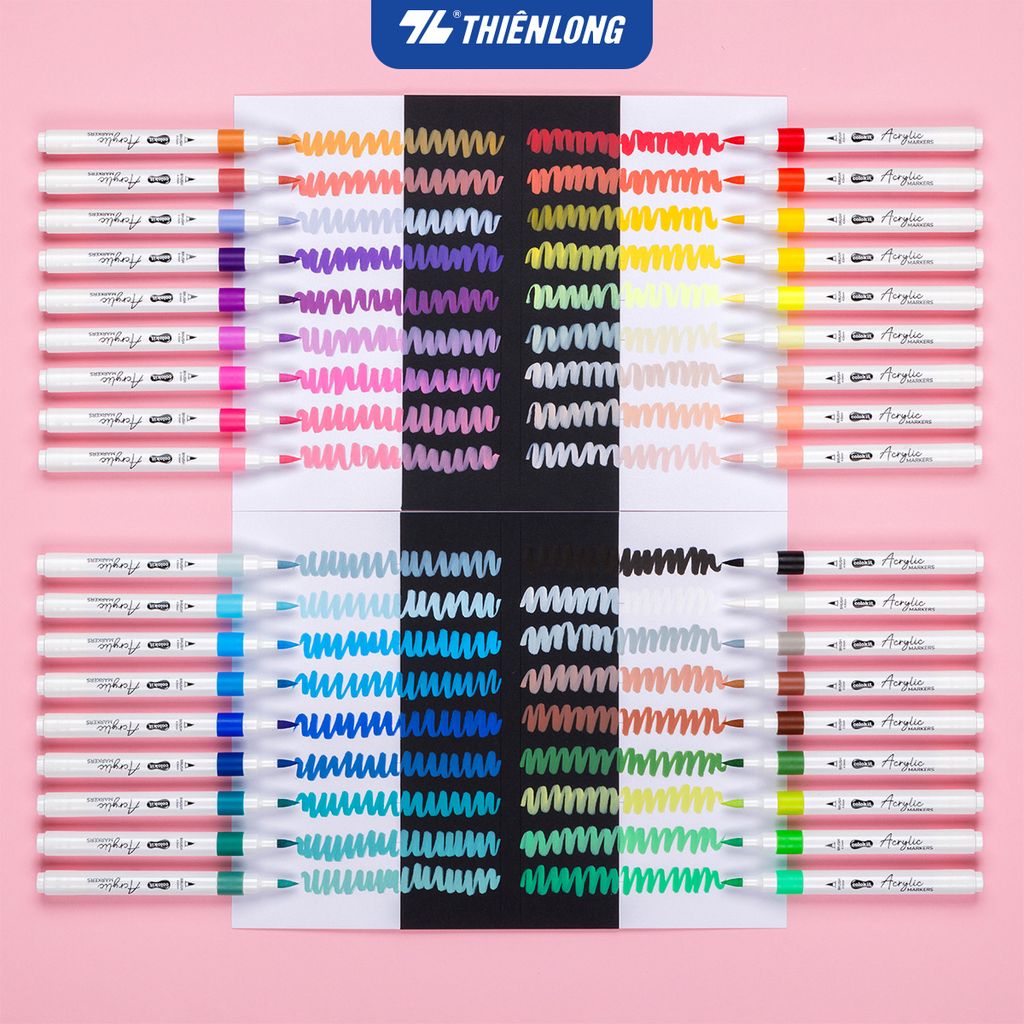 Acrylic Markers 1 đầu ngòi/ Bút sơn/ Bút lông 12/24/36 màu ThiênLong Colokit - Màu sắc tươi sáng, Trang trí đa chất liệu
