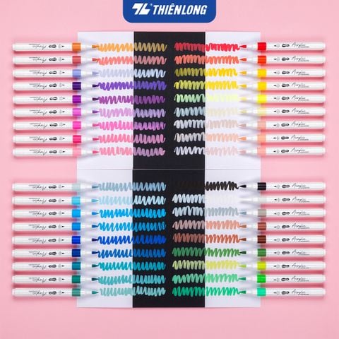 Acrylic Markers 1 đầu ngòi/ Bút sơn/ Bút lông 12/24/36 màu ThiênLong Colokit - Màu sắc tươi sáng, Trang trí đa chất liệu