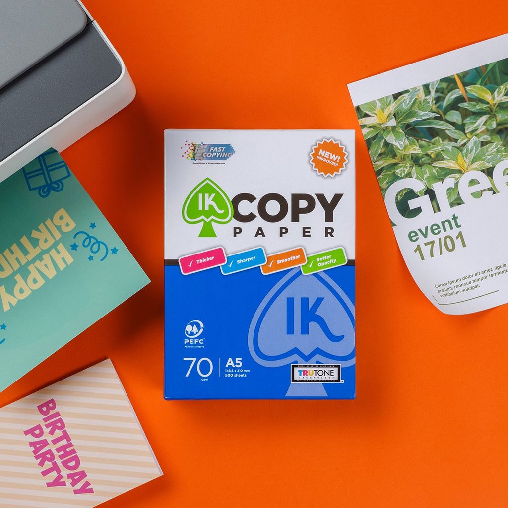 Combo 10 Ream giấy A5 70 gsm IK Copy (500 tờ) - Hàng nhập khẩu Indonesia